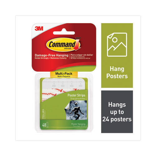 Image of Command Poster Strips Value Pack, Removable, Holds Up To 1 Lb, 0.63 X 1.75, White, 48/pack