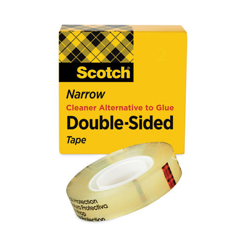 Image of Scotch® Double-Sided Tape, 1" Core, 0.5" X 75 Ft, Clear