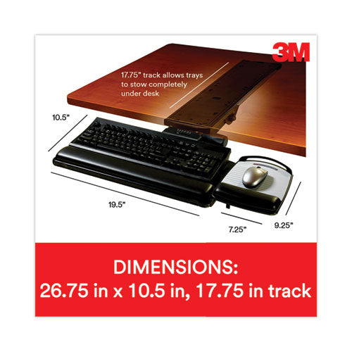 Image of 3M Knob Adjust Keyboard Tray With Highly Adjustable Platform, Black
