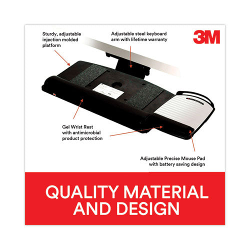 Image of 3M Knob Adjust Keyboard Tray With Highly Adjustable Platform, Black