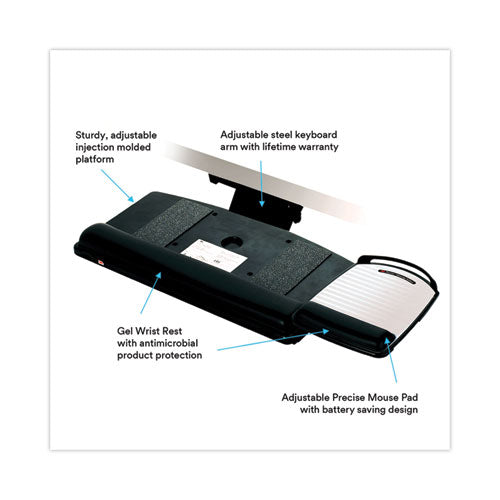Image of 3M Knob Adjust Keyboard Tray With Highly Adjustable Platform, Black