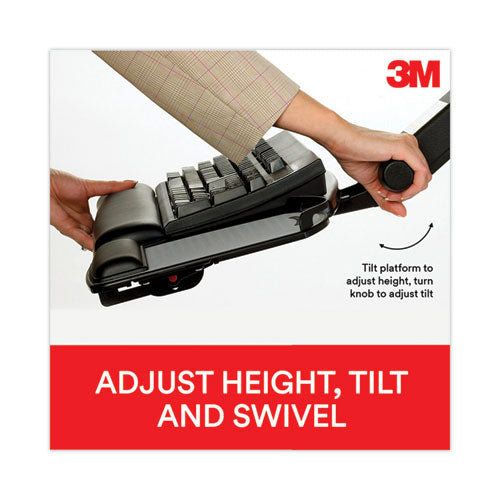 Image of 3M Easy Adjust Keyboard Tray, Standard Platform, 23" Track, Black