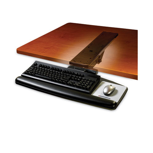 Image of 3M Easy Adjust Keyboard Tray, Standard Platform, 23" Track, Black