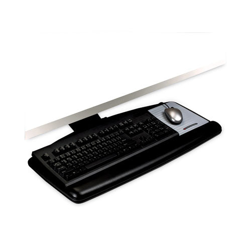 Image of 3M Easy Adjust Keyboard Tray, Standard Platform, 23" Track, Black