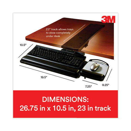 Image of 3M Sit/stand Easy Adjust Keyboard Tray, Highly Adjustable Platform,, Black