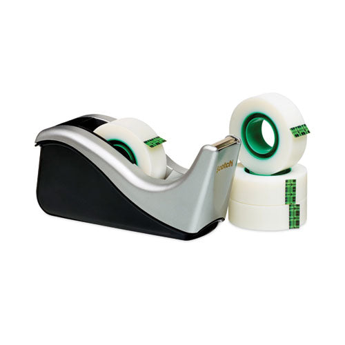 Image of Scotch® Value Desktop Tape Dispenser, Attached 1" Core, Black/silver