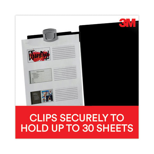 Image of 3M Swing Arm Copyholder, Adhesive Monitor Mount, 30 Sheet Capacity, Plastic, Black/silver Clip