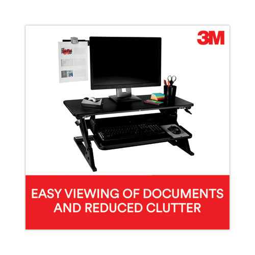 Image of 3M Swing Arm Copyholder, Adhesive Monitor Mount, 30 Sheet Capacity, Plastic, Black/silver Clip