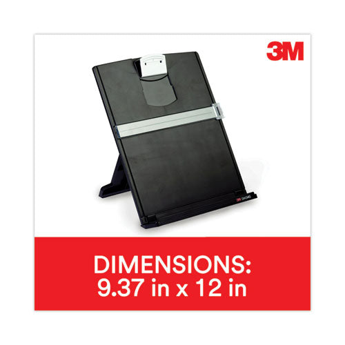 Image of 3M Fold-Flat Freestanding Desktop Copyholder, 150 Sheet Capacity, Plastic, Black/silver Clip