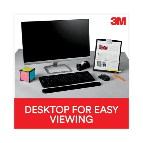 Image of 3M Fold-Flat Freestanding Desktop Copyholder, 150 Sheet Capacity, Plastic, Black/silver Clip