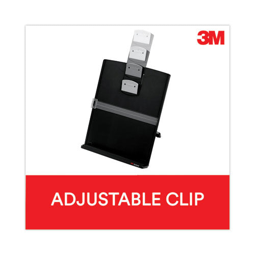 Image of 3M Fold-Flat Freestanding Desktop Copyholder, 150 Sheet Capacity, Plastic, Black/silver Clip