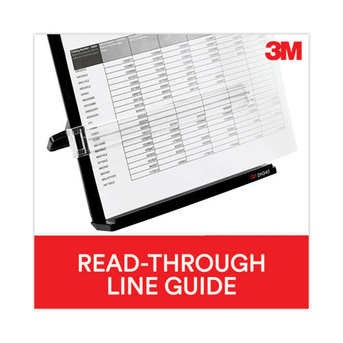 Image of 3M Fold-Flat Freestanding Desktop Copyholder, 150 Sheet Capacity, Plastic, Black/silver Clip