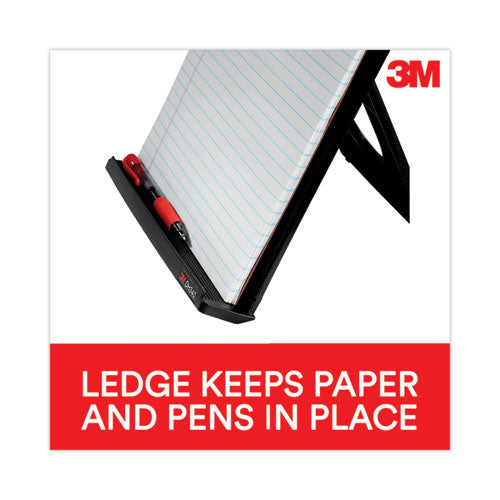 Image of 3M Fold-Flat Freestanding Desktop Copyholder, 150 Sheet Capacity, Plastic, Black/silver Clip