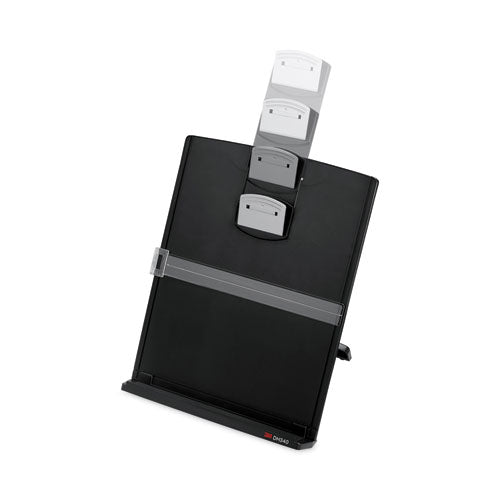 Image of 3M Fold-Flat Freestanding Desktop Copyholder, 150 Sheet Capacity, Plastic, Black/silver Clip