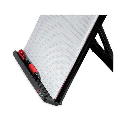 Image of 3M Fold-Flat Freestanding Desktop Copyholder, 150 Sheet Capacity, Plastic, Black/silver Clip