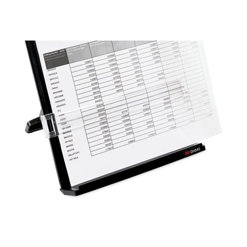 Image of 3M Fold-Flat Freestanding Desktop Copyholder, 150 Sheet Capacity, Plastic, Black/silver Clip