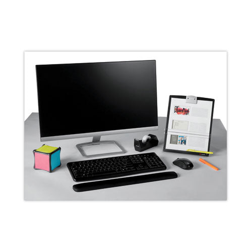 Image of 3M Fold-Flat Freestanding Desktop Copyholder, 150 Sheet Capacity, Plastic, Black/silver Clip