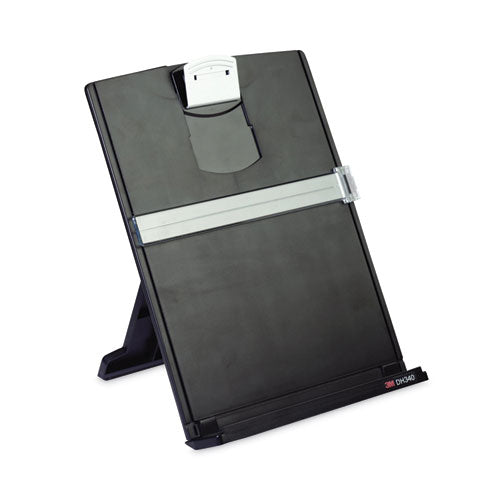 Image of 3M Fold-Flat Freestanding Desktop Copyholder, 150 Sheet Capacity, Plastic, Black/silver Clip