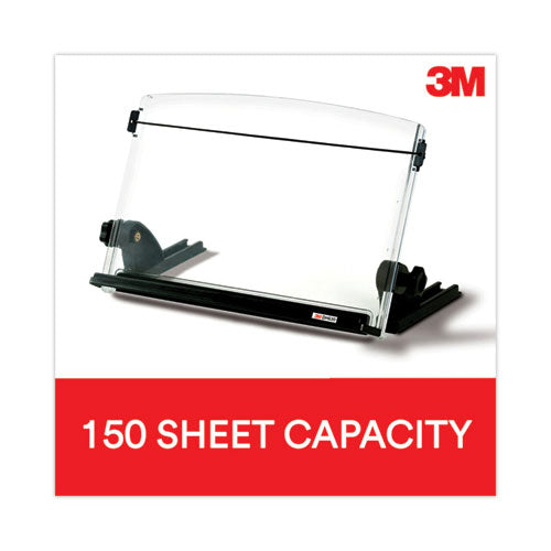 Image of 3M In-Line Adjustable Desktop Copyholder,150 Sheet Capacity, Plastic, Black/clear