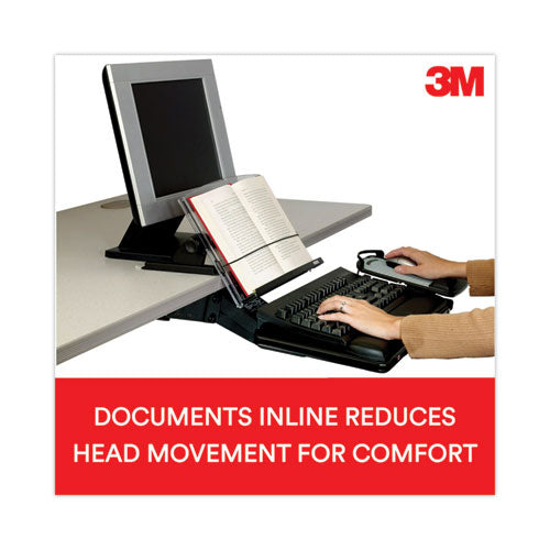 Image of 3M In-Line Adjustable Desktop Copyholder,150 Sheet Capacity, Plastic, Black/clear