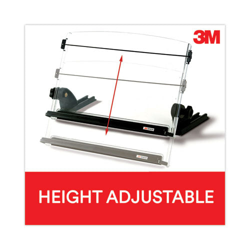 Image of 3M In-Line Adjustable Desktop Copyholder,150 Sheet Capacity, Plastic, Black/clear