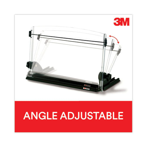 Image of 3M In-Line Adjustable Desktop Copyholder,150 Sheet Capacity, Plastic, Black/clear