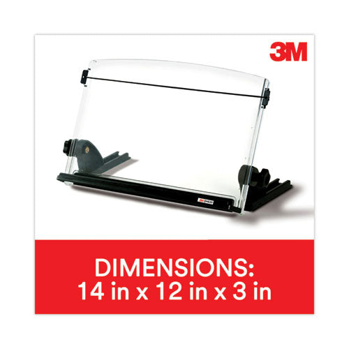 Image of 3M In-Line Adjustable Desktop Copyholder,150 Sheet Capacity, Plastic, Black/clear