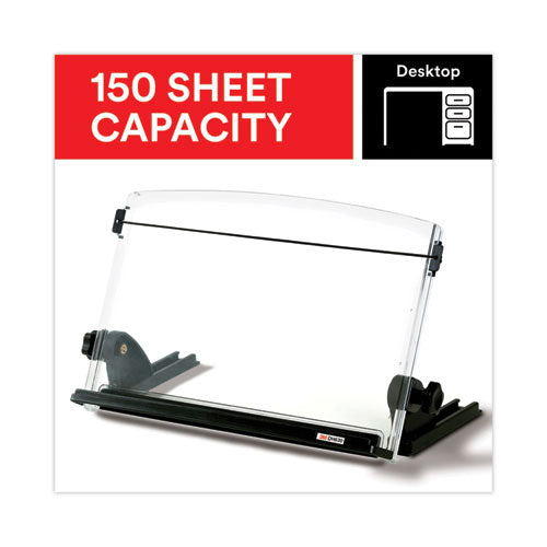 Image of 3M In-Line Adjustable Desktop Copyholder,150 Sheet Capacity, Plastic, Black/clear