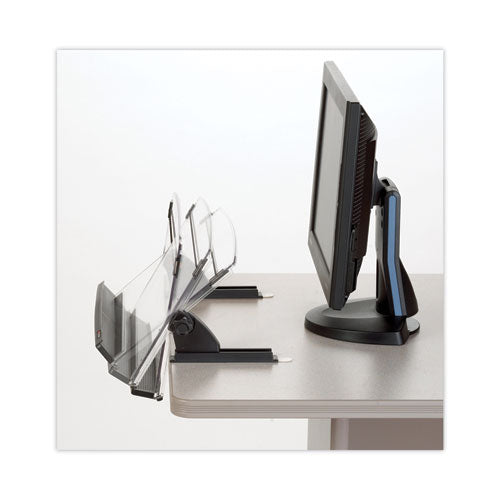 Image of 3M In-Line Adjustable Desktop Copyholder,150 Sheet Capacity, Plastic, Black/clear