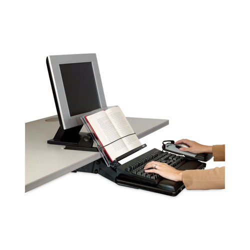 Image of 3M In-Line Adjustable Desktop Copyholder,150 Sheet Capacity, Plastic, Black/clear