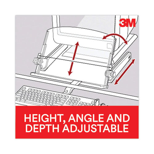 Image of 3M In-Line Freestanding Copyholder, 300 Sheet Capacity, Plastic, Black/clear