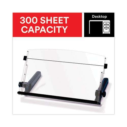 Image of 3M In-Line Freestanding Copyholder, 300 Sheet Capacity, Plastic, Black/clear