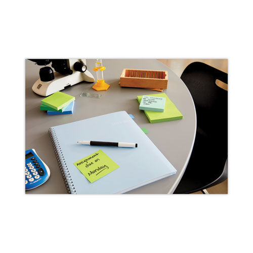 Image of Post-it® Notes Note and Flag Dispenser, For 3 x 3 Pads, Black/Clear, Includes 45-Sheet Canary Super Sticky Pop-up Pad; (50) 1" Flags