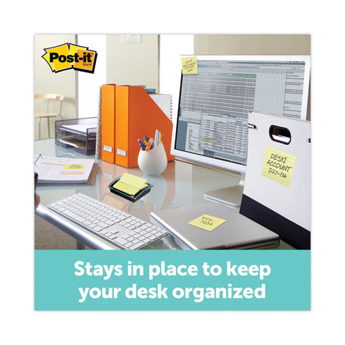 Image of Post-it® Pop-up Notes Clear Top Pop-up Note Dispenser, For 3 x 3 Pads, Black, Includes 50-Sheet Pad of Canary Yellow Pop-up Pad