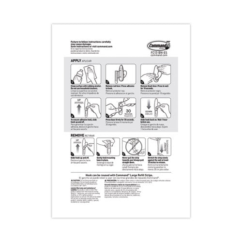 Image of Command Adhesive Mount Metal Hook, Large, Brushed Nickel Finish, 5 lb Capacity, 1 Hook and 2 Strips/Pack