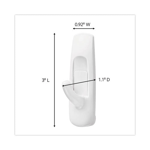 Image of Command General Purpose Hooks Multi-Pack, Medium, Plastic, White, 3 lb Capacity, 6 Hooks and 12 Strips/Pack