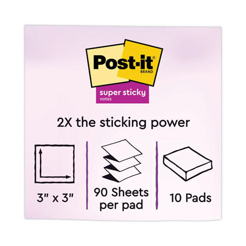 Image of Post-it® Dispenser Notes Super Sticky Pop-up 3 x 3 Note Refill, 3" x 3", Supernova Neons Collection Colors, 90 Sheets/Pad, 10 Pads/Pack
