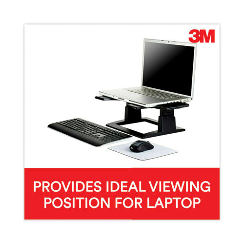 Image of 3M Adjustable Notebook Riser, 13" X 13" X 4" To 6", Black, Supports 20 Lbs