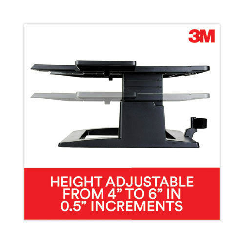 Image of 3M Adjustable Notebook Riser, 13" X 13" X 4" To 6", Black, Supports 20 Lbs