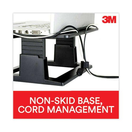 Image of 3M Adjustable Notebook Riser, 13" X 13" X 4" To 6", Black, Supports 20 Lbs