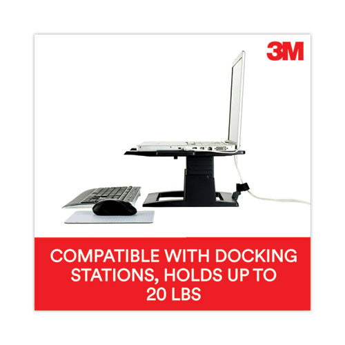 Image of 3M Adjustable Notebook Riser, 13" X 13" X 4" To 6", Black, Supports 20 Lbs