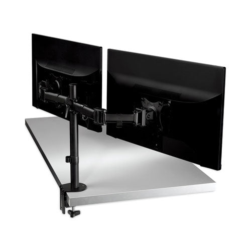 Image of 3M Dual Monitor Mount, For 27" Monitors, 360 Degree Rotation, +45 Degree/-45 Degree Tilt, 90 Degree Pan, Black, Supports 20 Lb
