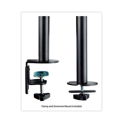 Image of 3M Dual Monitor Mount, For 27" Monitors, 360 Degree Rotation, +45 Degree/-45 Degree Tilt, 90 Degree Pan, Black, Supports 20 Lb