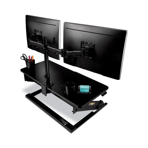Image of 3M Dual Monitor Mount, For 27" Monitors, 360 Degree Rotation, +45 Degree/-45 Degree Tilt, 90 Degree Pan, Black, Supports 20 Lb