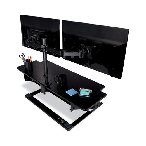 Image of 3M Dual Monitor Mount, For 27" Monitors, 360 Degree Rotation, +45 Degree/-45 Degree Tilt, 90 Degree Pan, Black, Supports 20 Lb