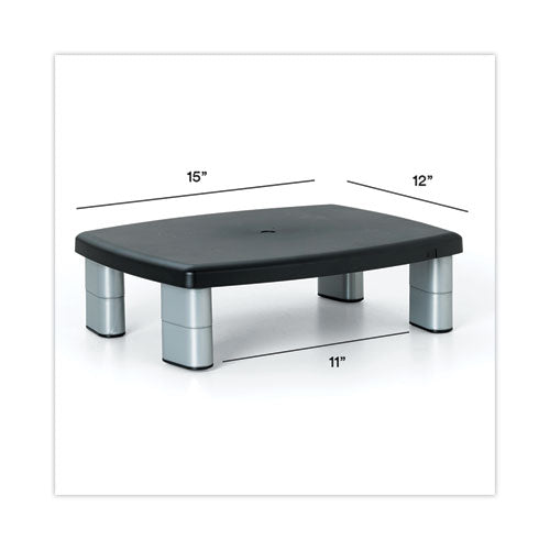 Image of 3M Adjustable Height Monitor Stand, 15" X 12" X 2.63" To 5.78", Black/silver, Supports 80 Lbs