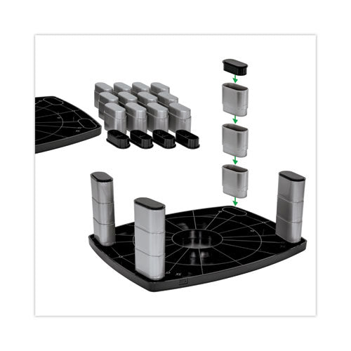 Image of 3M Adjustable Height Monitor Stand, 15" X 12" X 2.63" To 5.78", Black/silver, Supports 80 Lbs
