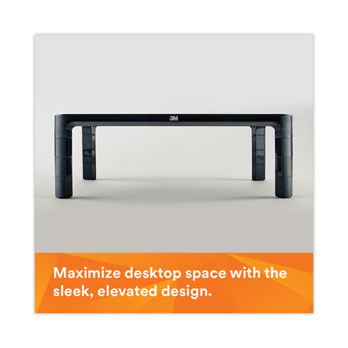 Image of 3M Adjustable Monitor Stand, 16" X 12" X 1.75" To 5.5", Black, Supports 20 Lbs