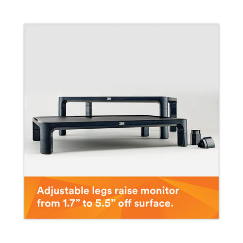 Image of 3M Adjustable Monitor Stand, 16" X 12" X 1.75" To 5.5", Black, Supports 20 Lbs