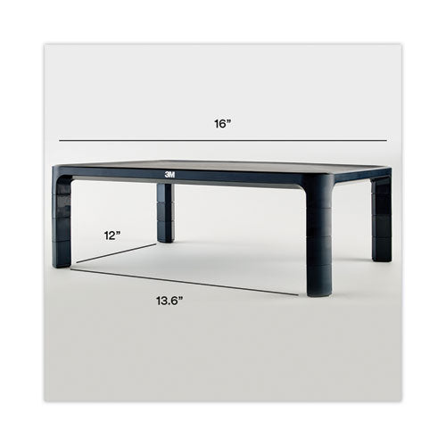 Image of 3M Adjustable Monitor Stand, 16" X 12" X 1.75" To 5.5", Black, Supports 20 Lbs